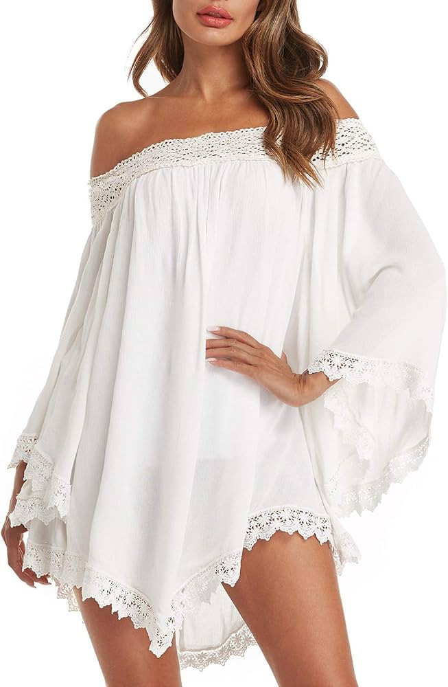 ZANZEA Women Sexy Off Shoulder Blouses Loose Mini Dress Summer Beach Tunic Cover Up Shirt | Amazon (US)