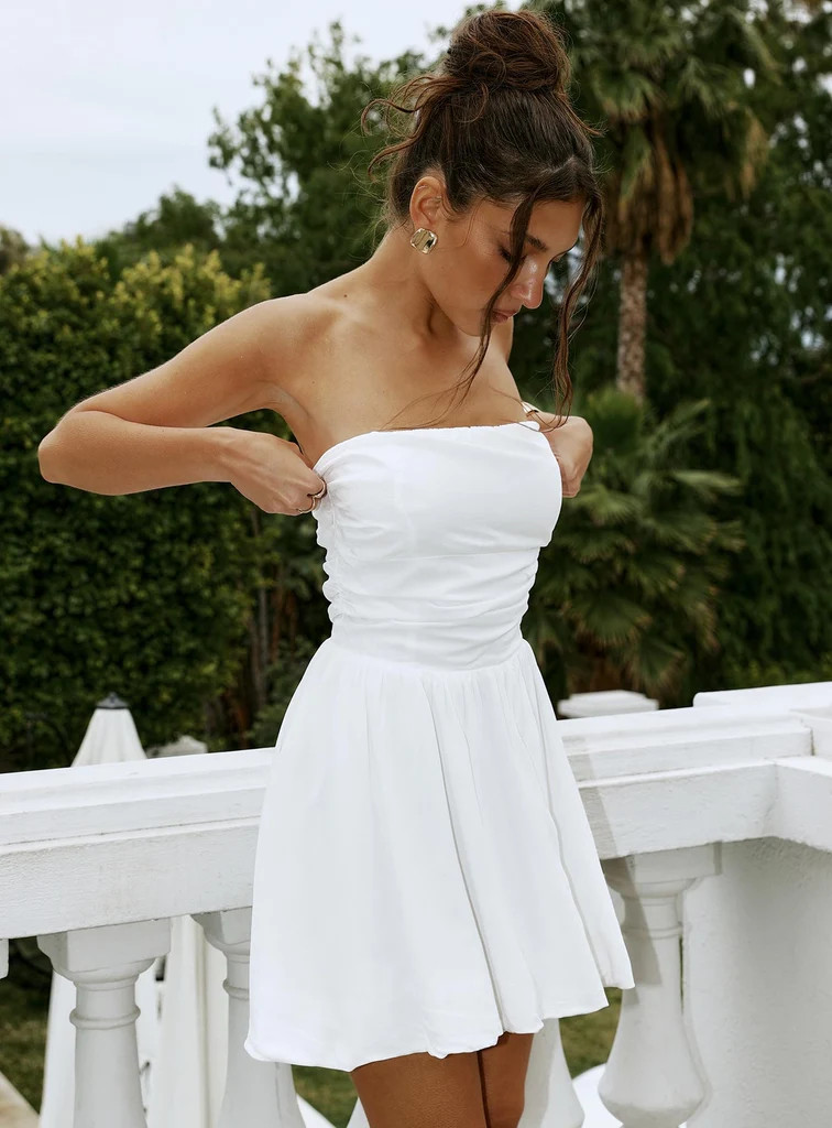Rashida Strapless Mini Dress White | Princess Polly US