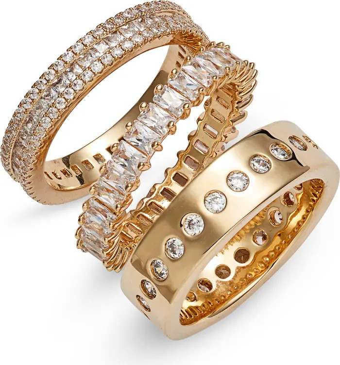 Set of 3 Cubic Zirconia Band Rings | Nordstrom