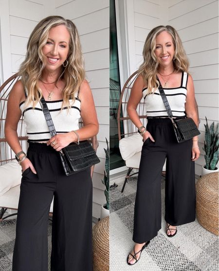 Amazon vacation outfit Amazon spring outfit Amazon summer outfit wide leg pants size small top size medium 

#LTKfindsunder50