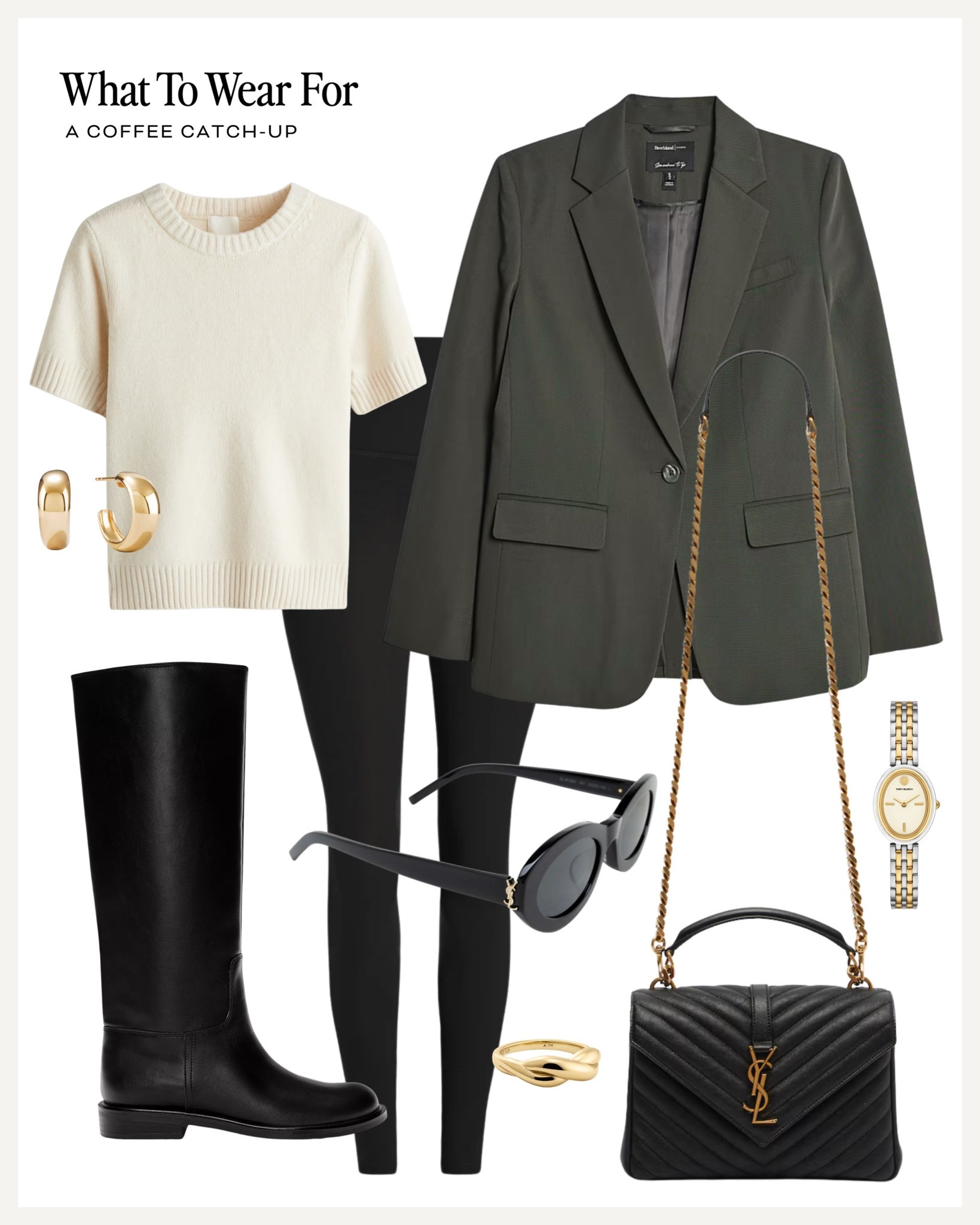 Knee high boot outfit inspo

Autumn outfits / cream knit / khaki blazer / black leggings / saint Laurent bag / easy outfit ideas  

#LTKautumn #LTKuk