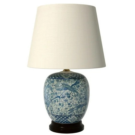 OrientalFurniture Handmade 20" Classic Blue and White Porcelain Jar Lamp - 13"W x 13"D x 20"H | Walmart (US)