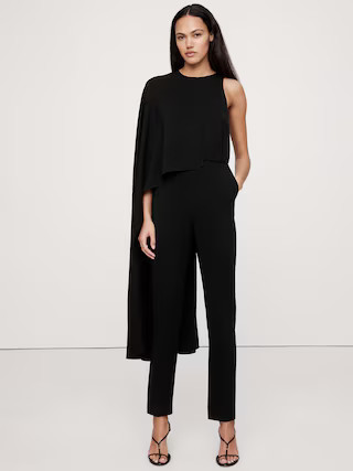 Crepe Cape-Shoulder Jumpsuit | Banana Republic (US)