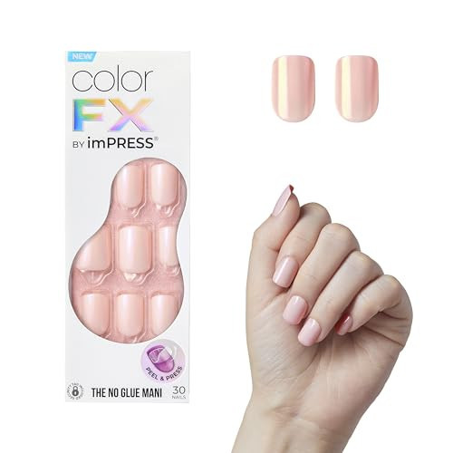 KISS imPRESS No Glue Mani Press On Nails, Color FX, 'Good Mood', Pink, Short Size, Squoval Shape, Includes 30 Nails, Prep Pad, Instructions Sheet, 1 Manicure Stick, 1 Mini File | Amazon (US)
