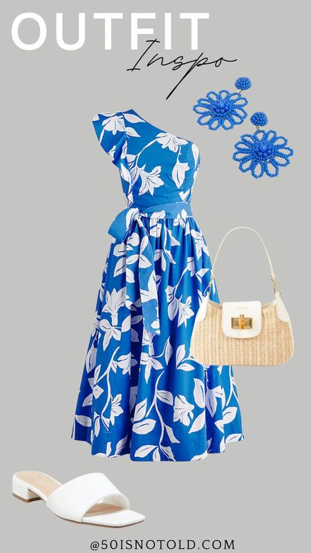 Blue and white dress | white summer sandals | wedding guest | graduation outfit | baby shower | spring event 

#LTKWedding #LTKItBag #LTKStyleTip