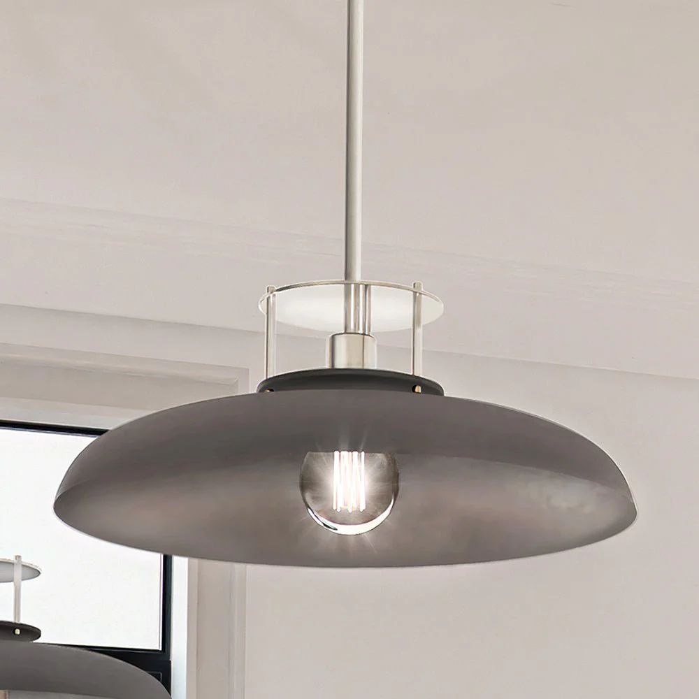 ULB2193 Transitional Pendant, 8''H x 20''W, Polished Nickel and Gray Finish, Westport Collection | Urban Ambiance, Inc.