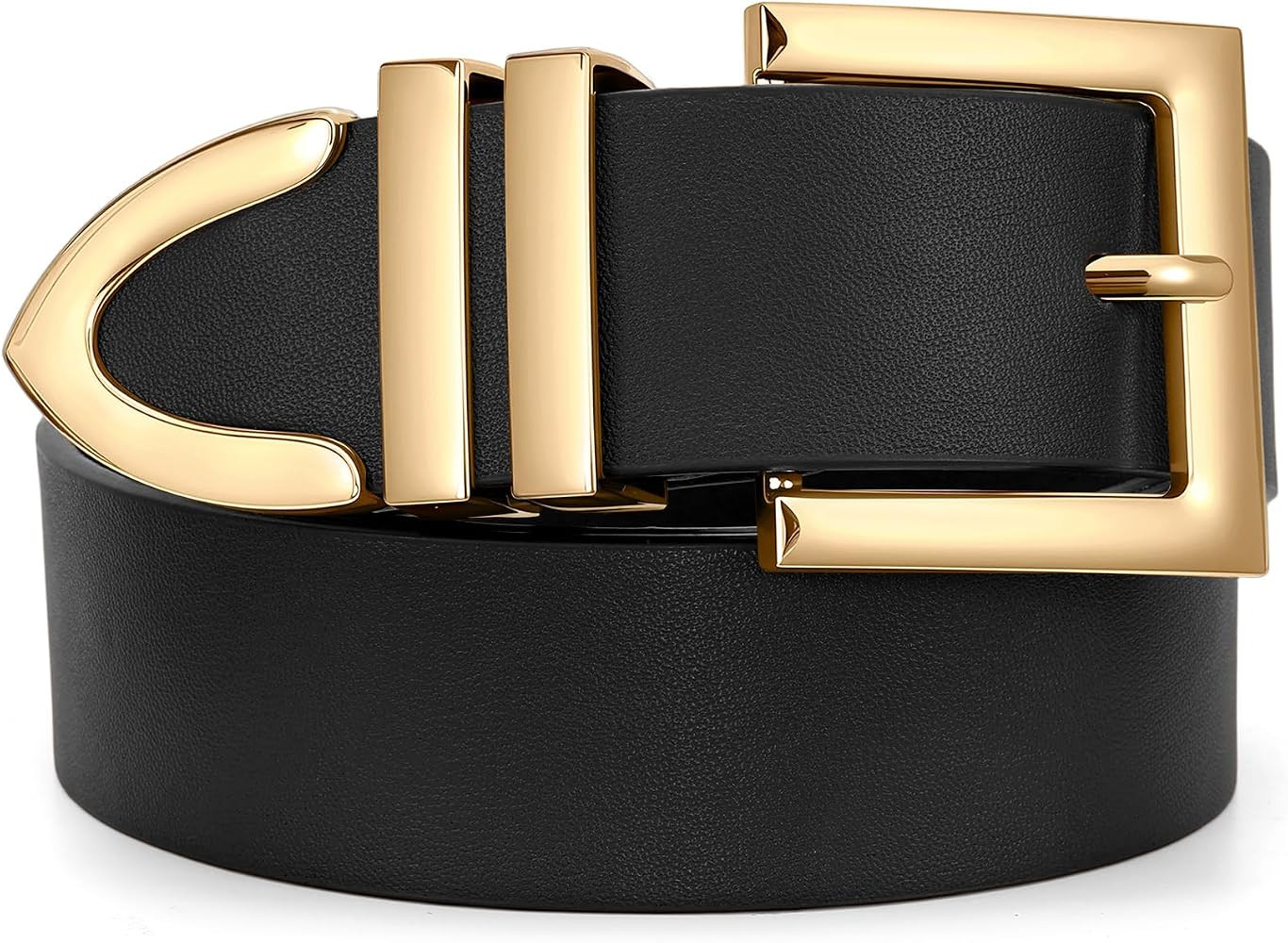 SUOSDEY Plus Size Women's Leather Belts for Jeans Pants Dress Fashion Women Waist Belt with Gold ... | Amazon (US)