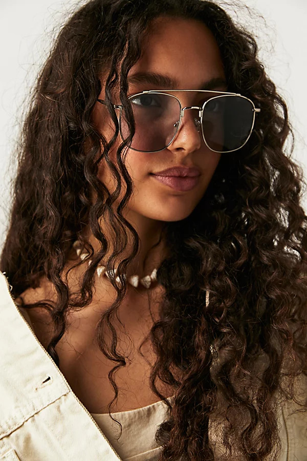 Georgiana Aviator Sunglasses by Free People, Silver, One Size | Free People (Global - UK&FR Excluded)