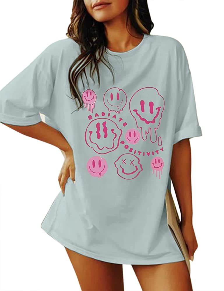 Meladyan Women Oversized Funny Graphic Letter Print T Shirt Drop Shoulder Crew Neck Summer Casual... | Amazon (US)