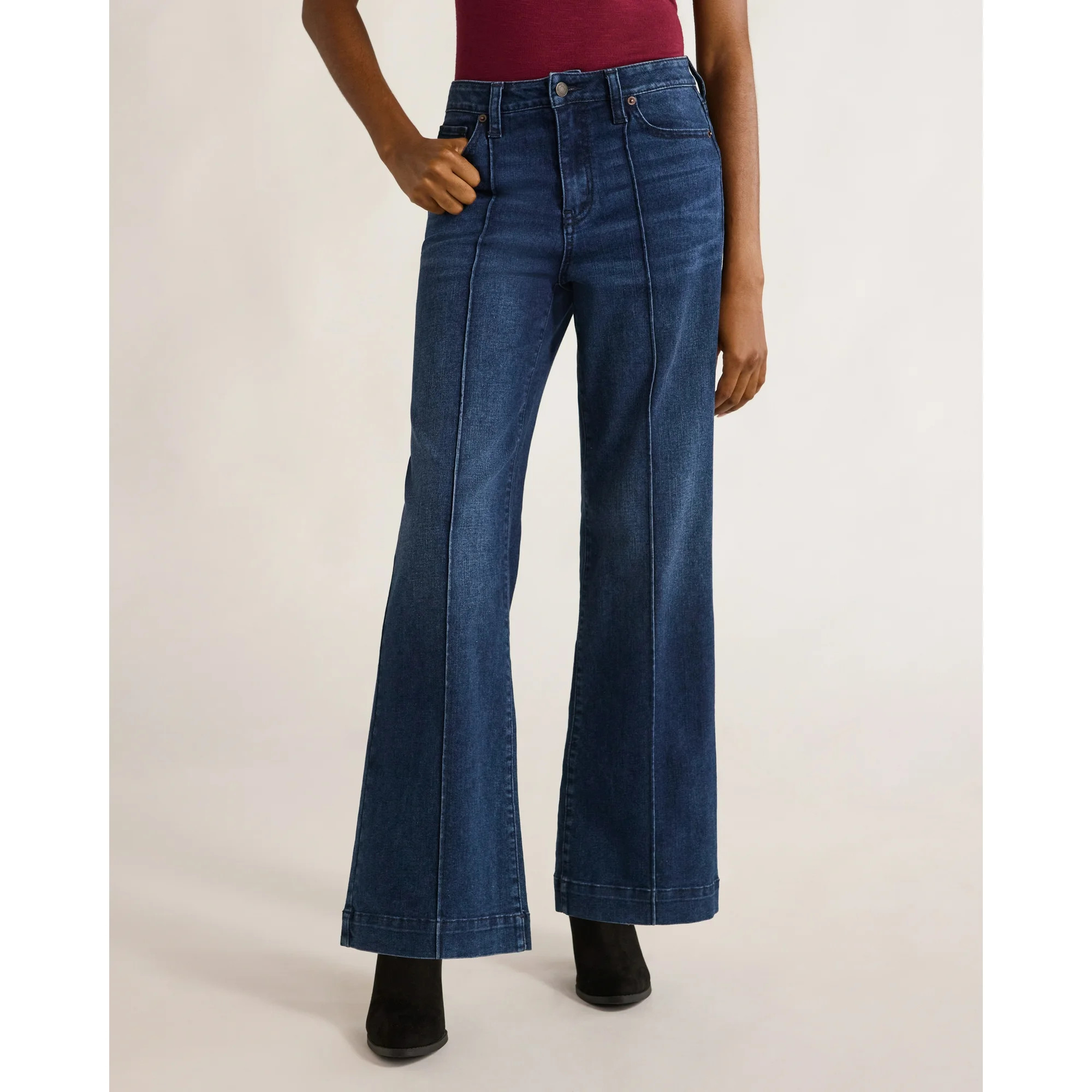 Time and Tru Women's High Rise Wide Leg Jean, 29", 31", 33" Inseams, sizes 2-20 | Walmart (US)