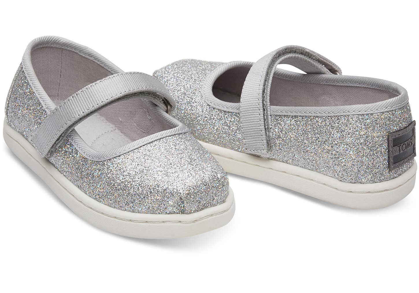 Silver Iridescent Glimmer Tiny TOMS Mary Jane Flats | TOMS (US)