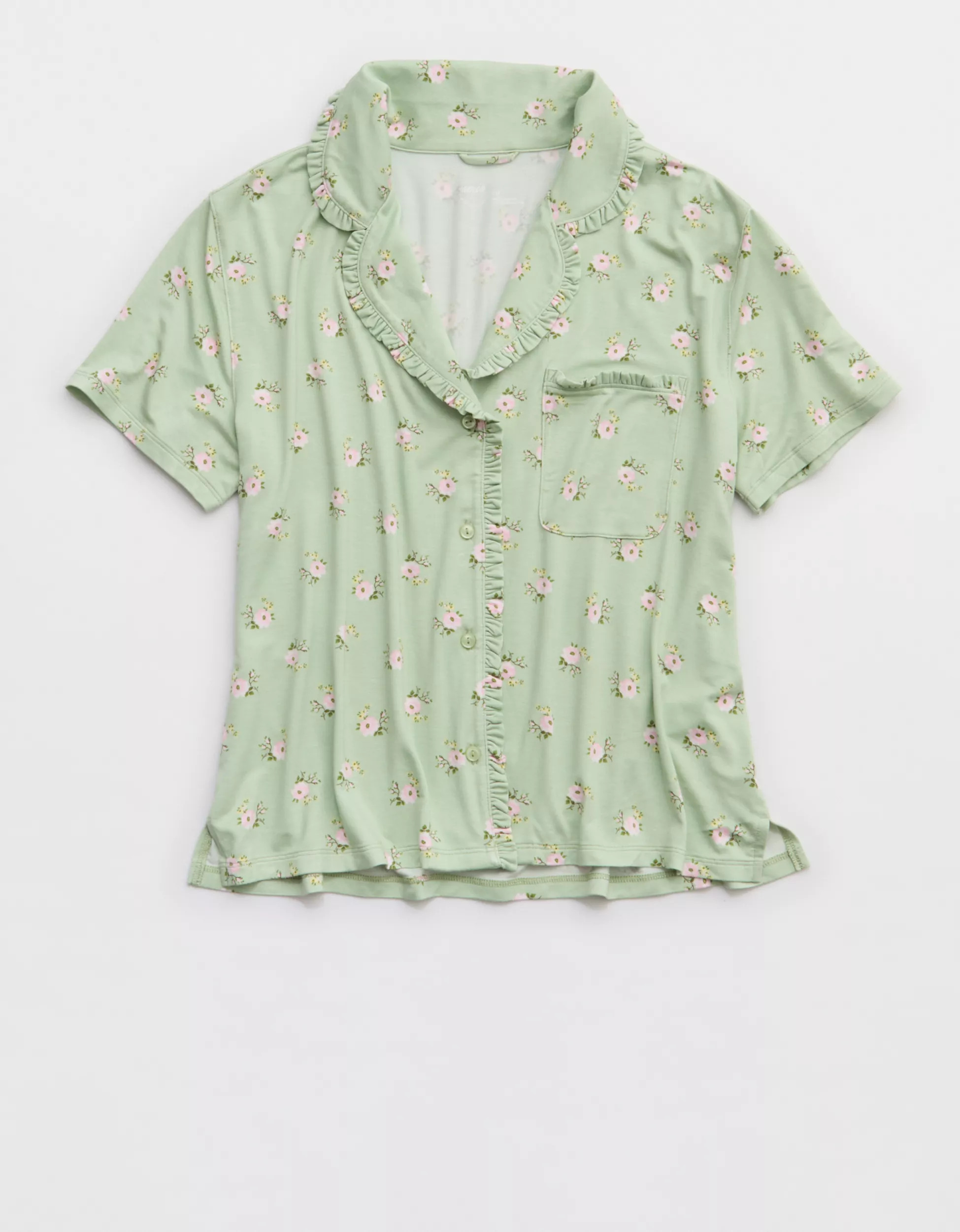 Aerie Real Soft® Ruffle Pajama Shirt | Aerie
