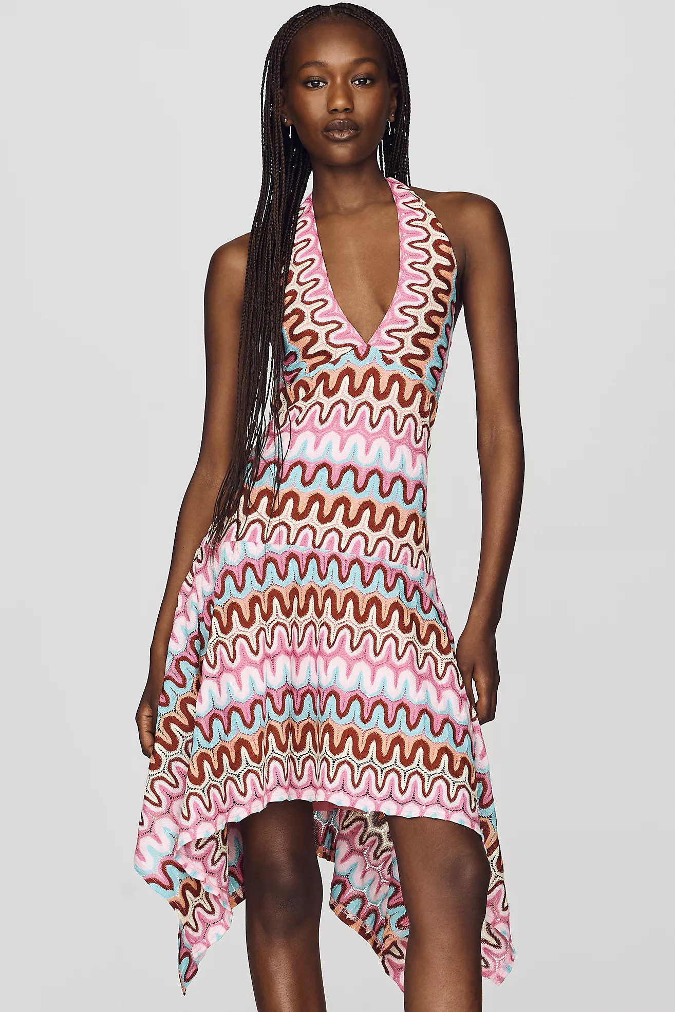 Saylor Lissie Plunge Halter Mini Dress | Anthropologie (US)