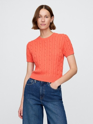 100% Cotton Cable-Knit Crop Sweater | Gap (CA)