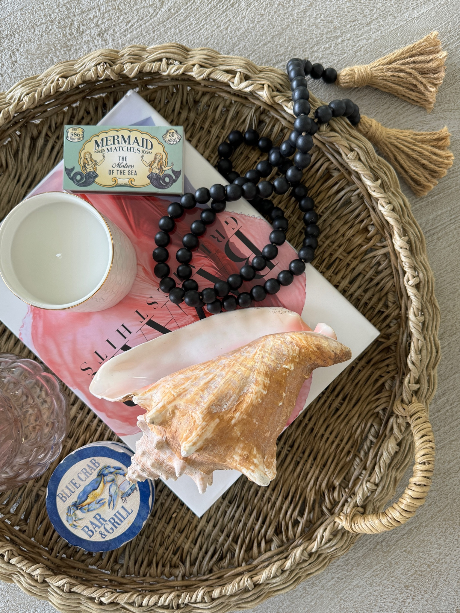 Elevate your coffee table vibes with a wood bead garland and more  
Coffee table book
Wooden bead garland,
Seashell, mermaid matchsticks, 
kimbentley, living room decor, home decorr

#LTKWedding #LTKSaleAlert #LTKHome