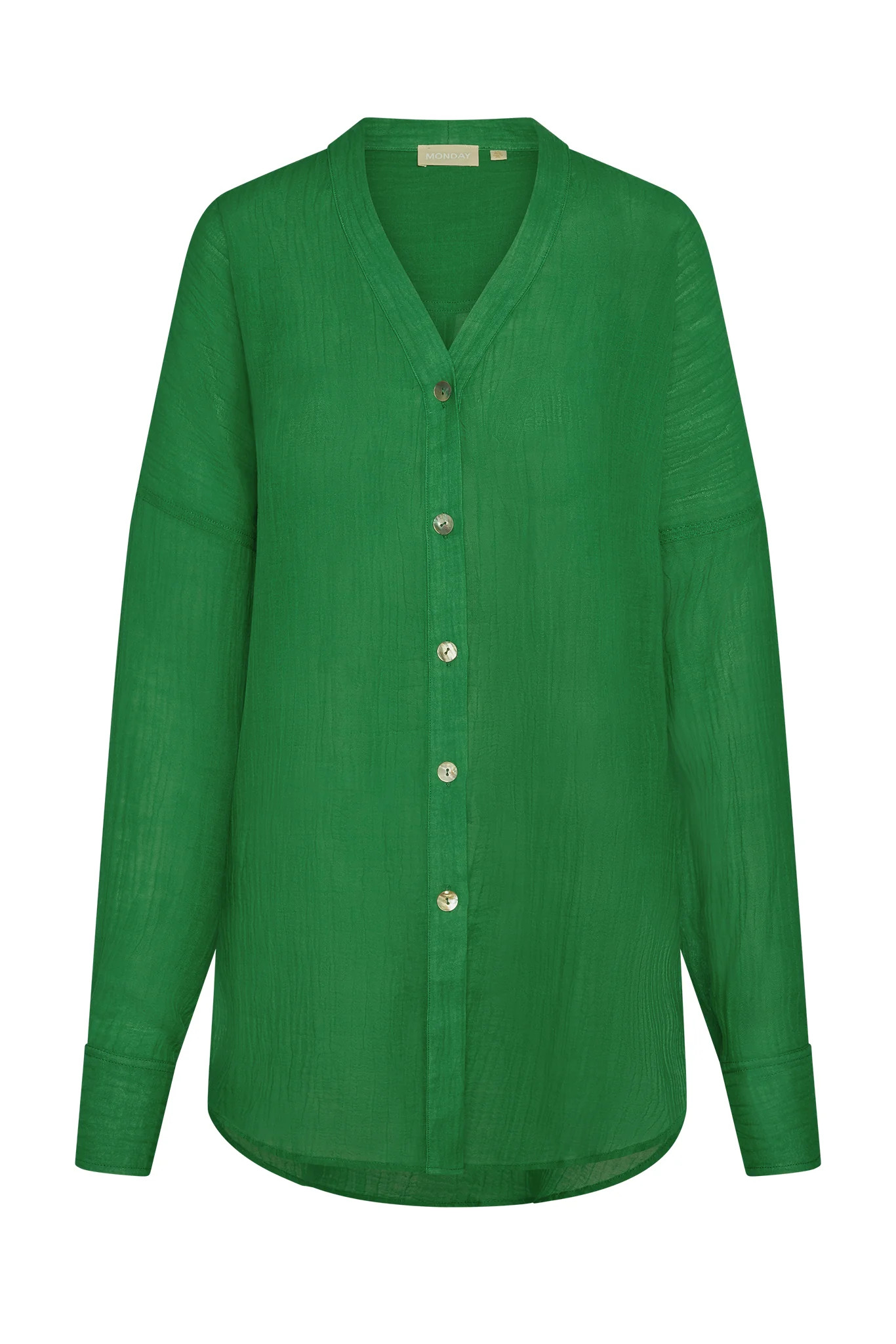 Barcelona Tunic - Palm Green Crinkle Linen | Monday Swimwear