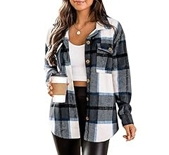 DOROSE Women's Flannel Shirt Long Sleeve Shakets Button Down Thick Plaid Jackets Coats Fall Winte... | Amazon (US)