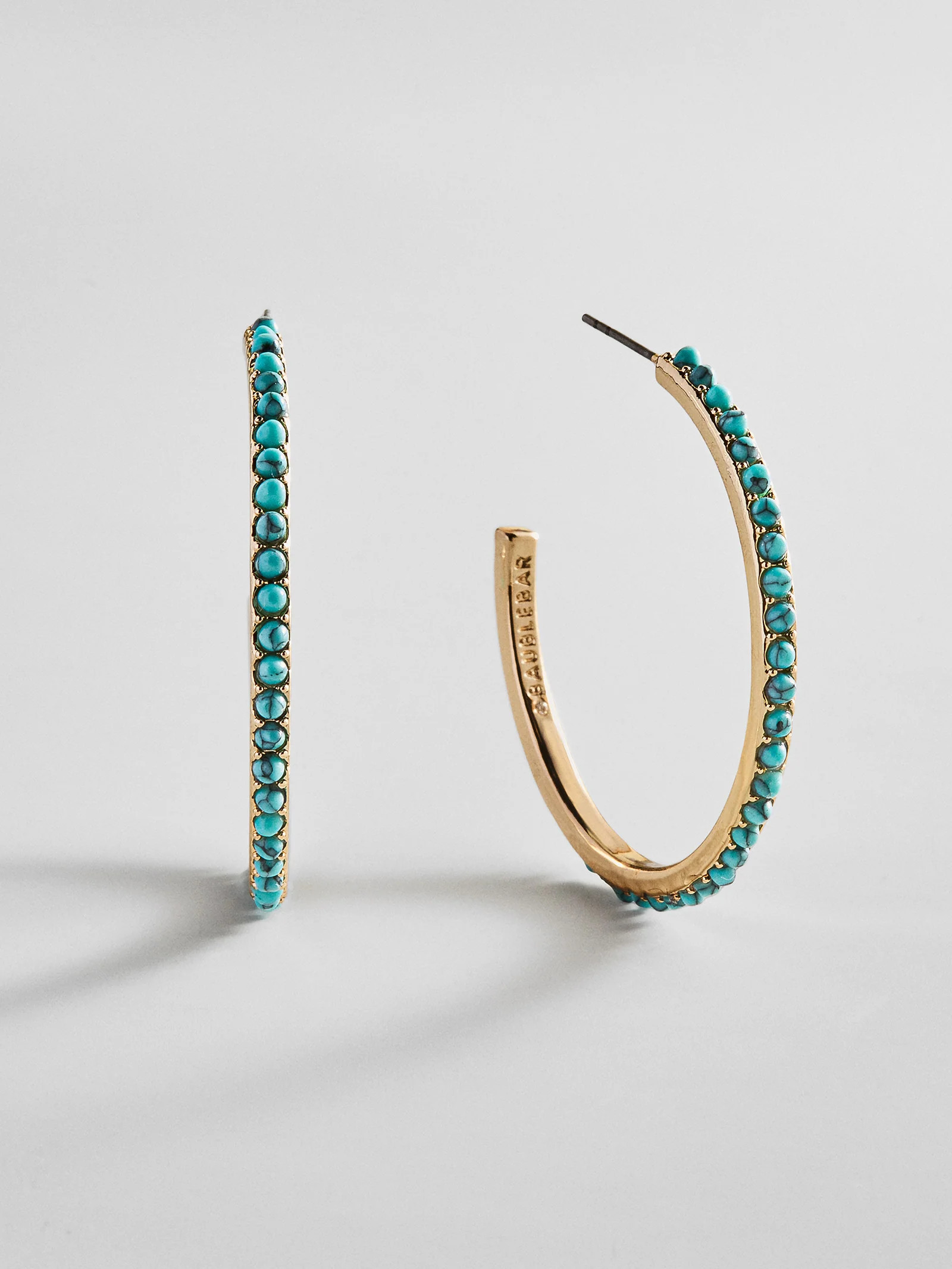 Nina Semi-Precious Hoop Earrings - Gold/Turquoise | BaubleBar