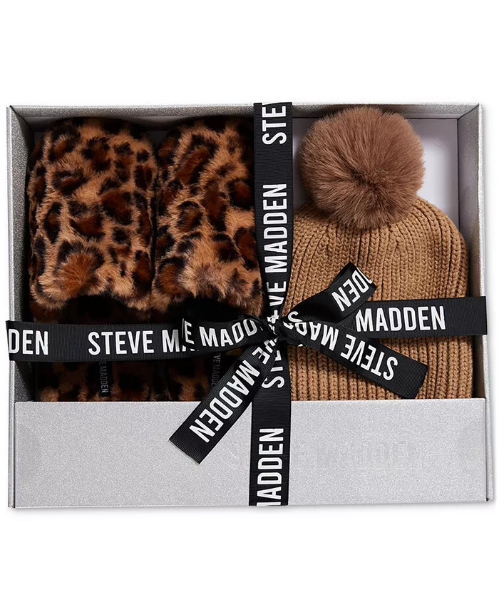 Steve Madden Women's Pom Beanie & Leopard-Print Slippers Gift Set & Reviews - All Accessories - H... | Macys (US)