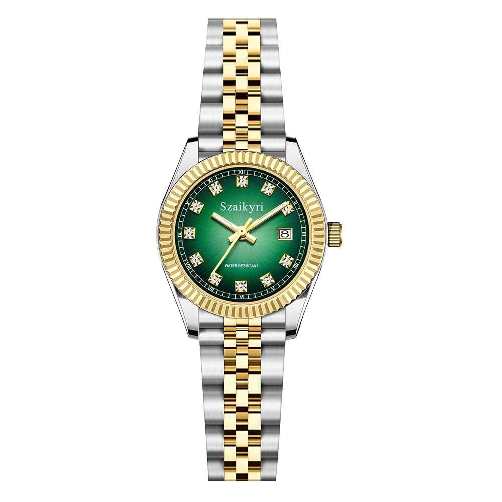 Classic Watch for Women with Solid Stainless Steel Band and Calendar Water Resistant | Amazon (US)