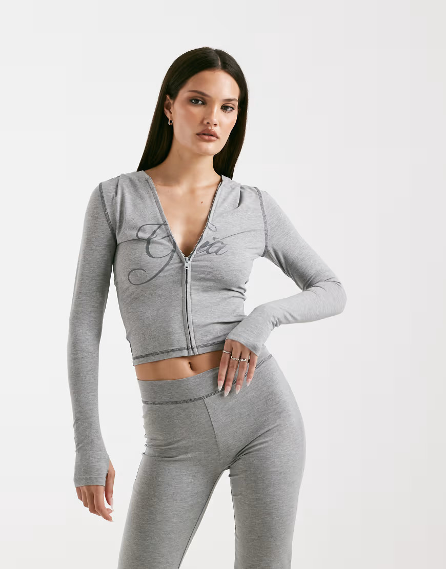 I.AM.GIA Blare logo contrast stitch zip through hoodie co-ord in grey | ASOS (Global)