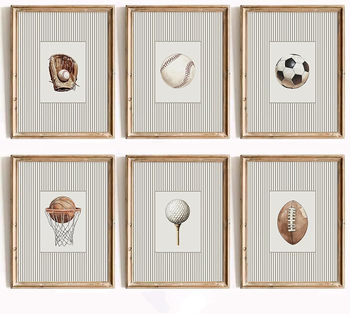 Sports Wall Art Decor Toddler Boys Room Canvas Prints Vintage Sports Nursery Wall Decor Baby Kids... | Amazon (US)