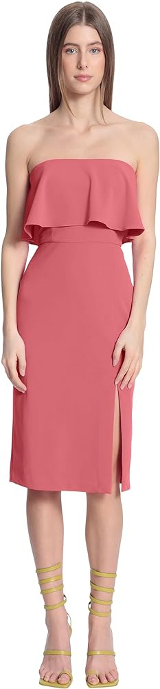 Donna Morgan Women's Strapless Flounce Top Dress with Side Front Skirt Slit | Amazon (US)