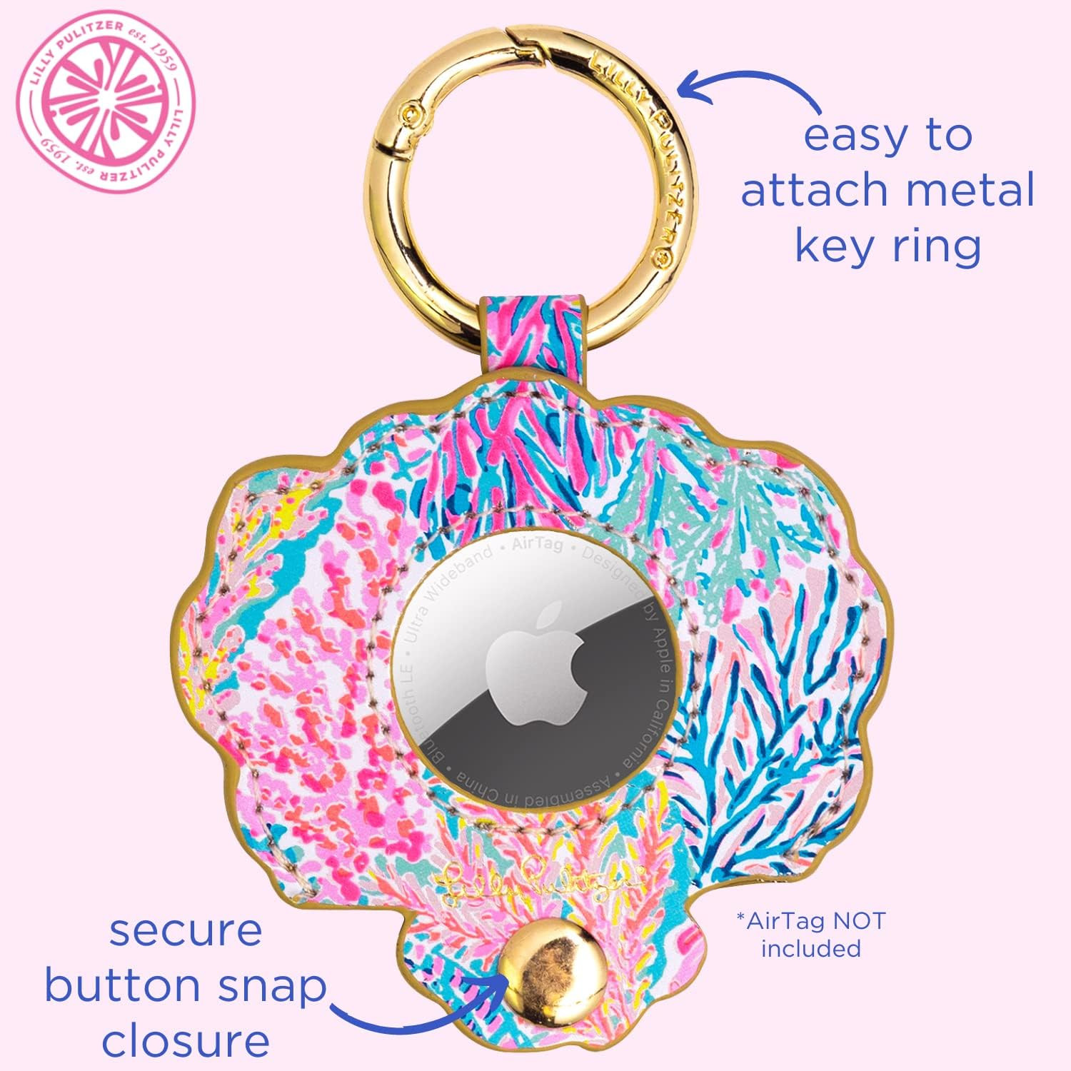 Lilly Pulitzer AirTag Keychain, Cute Air Tag Holder, Novelty Shaped AirTag Key Ring for Luggage, Car | Amazon (US)