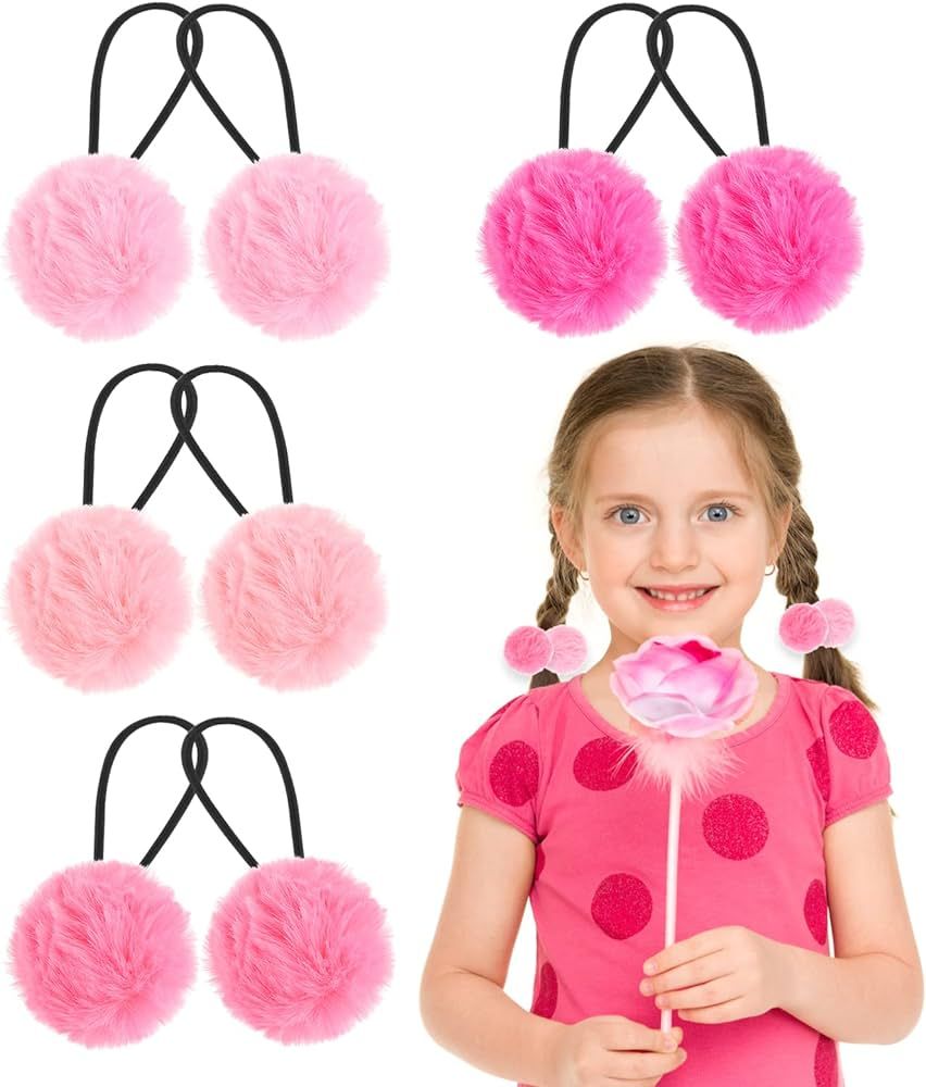 8pcs Pom Ball Hair Ties for Girls Fluffy Pom Pom Ball Hair Band for Kids Elastics Fur Ball Ponyta... | Amazon (US)