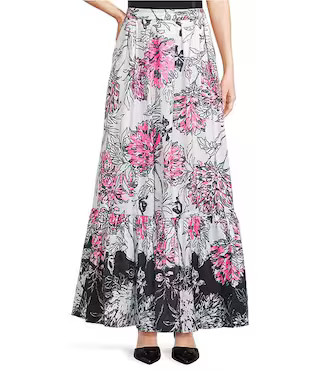 Inaya All Dahled Up Printed Mikado A-Line Maxi Skirt | Dillard's