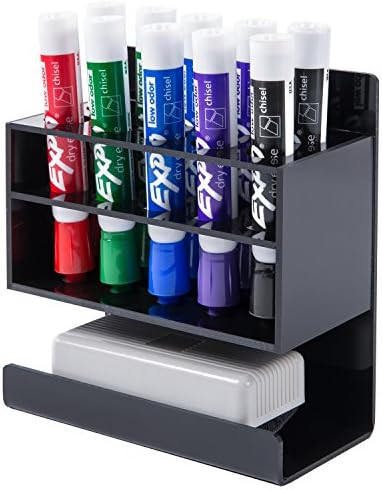 Amazon.com : MyGift Wall Mounted Black Acrylic Dry Erase Whiteboard Marker Holder Stand with 10 M... | Amazon (US)
