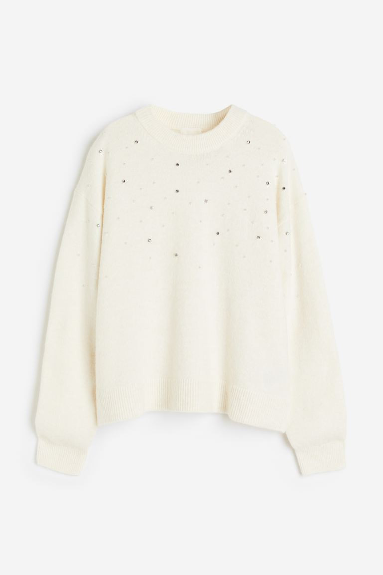 Beaded Sweater - Powder pink/sequins - Ladies | H&M US | H&M (US + CA)