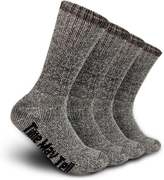 Time May Tell Mens Merino Wool Hiking Cushion Socks Thermal Warm Crew Winter Boot Socks Pack (2/4... | Amazon (US)