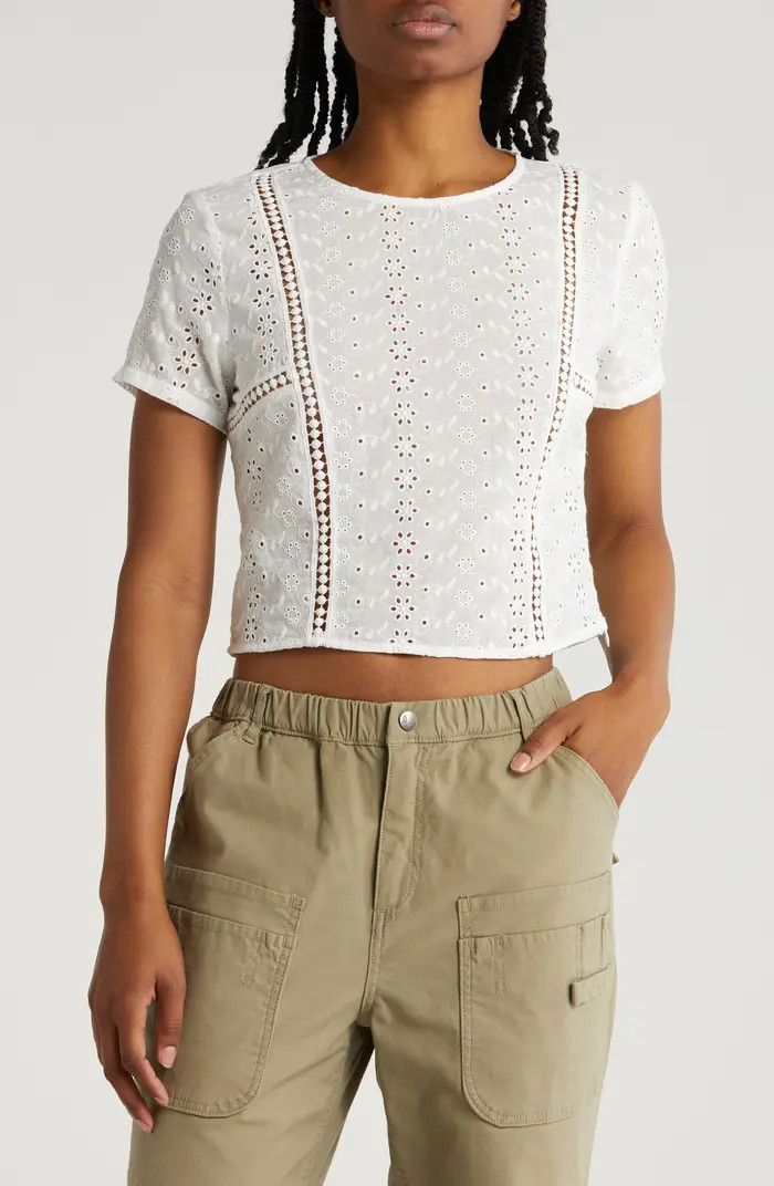 Sweetest Beauty Eyelet Embroidered Crop Top | Nordstrom Rack