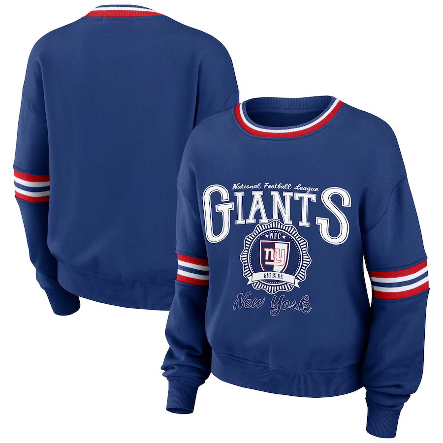 New York Giants WEAR by Erin Andrews Women's Prep Crew Sweatshirt - Royal | Fanatics