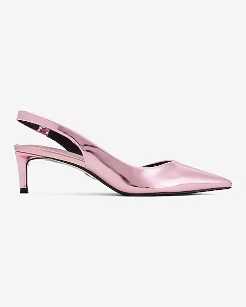 Metallic Slingback Kitten Heel Pumps | Express (Pmt Risk)