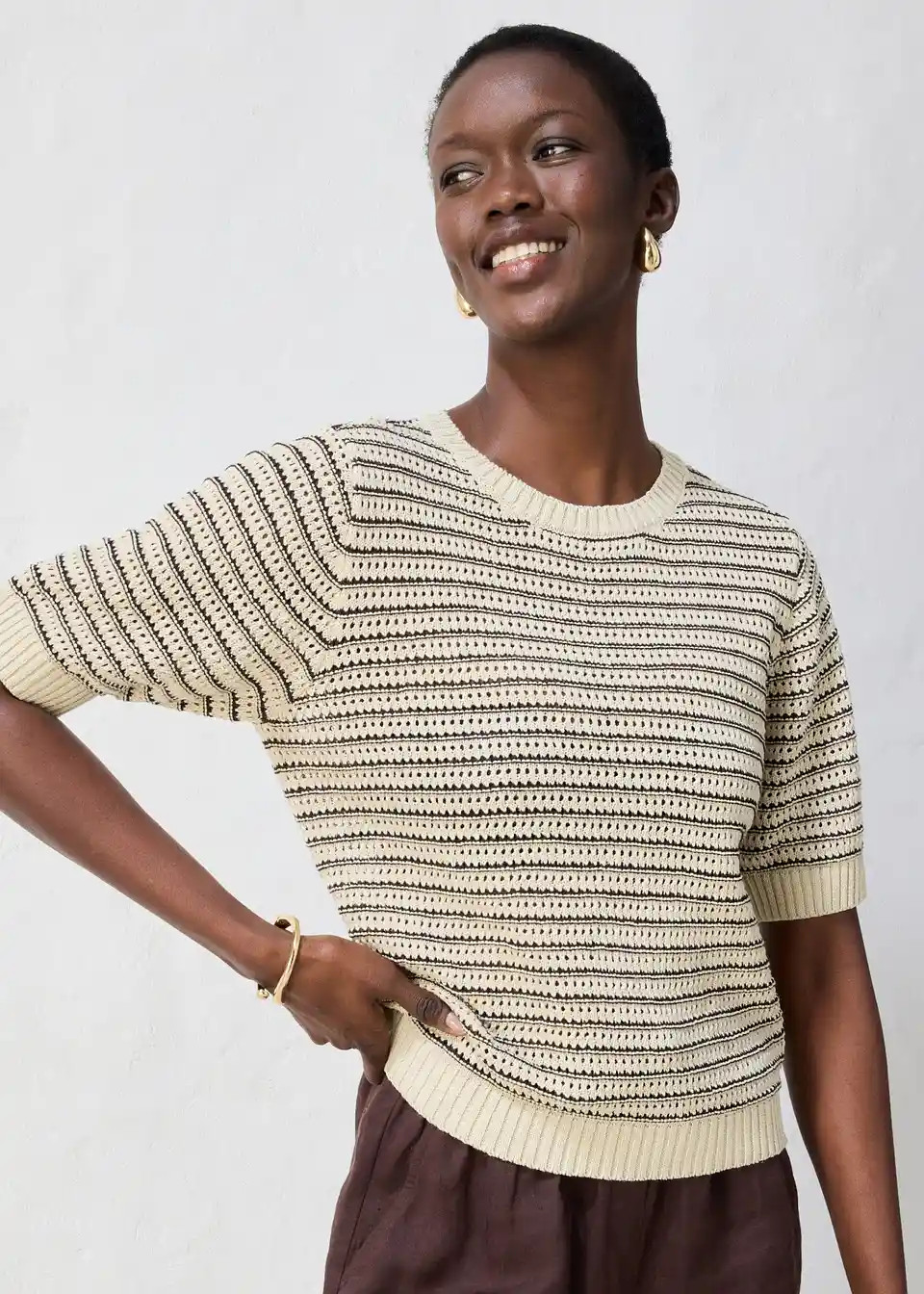 Ajour-Pullover mit Leinen | Bonprix DE