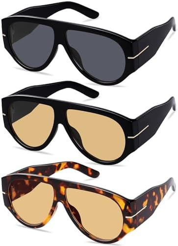 Oversized Retro Aviator Sunglasses for Women Men Trend 70s Thick Classic Vintage Style Sun Glasse... | Amazon (US)