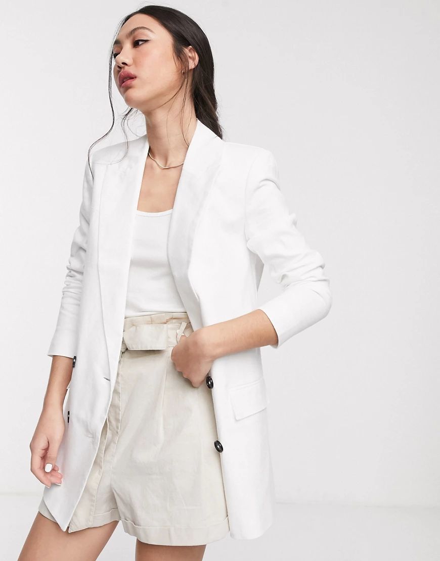 ASOS DESIGN linen dad blazer-White | ASOS (Global)
