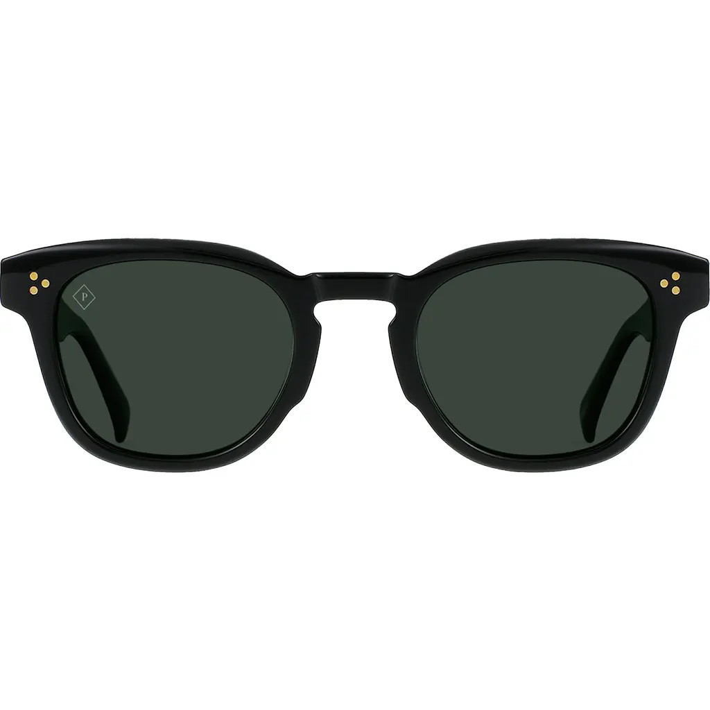 RAEN Squire 49mm Polarized Round Sunglasses in Recycled Black/Green Polar at Nordstrom | Nordstrom