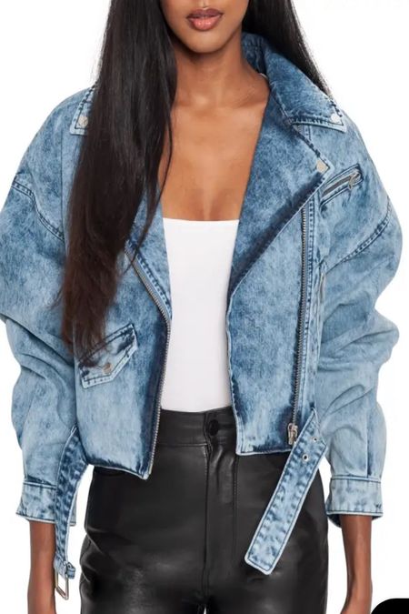 Such an awesome denim biker look. This one is under $300
And will sell out for sure . 

#LTKstyletip #LTKFind #LTKSeasonal
