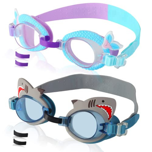 Tsctswk 2 Pack Kids Swim Goggles，No Leaking Waterproof Anti Fog Adjustable Swimming Goggles or Kids Ages 2-12 Toddler Boys Grils | Amazon (US)