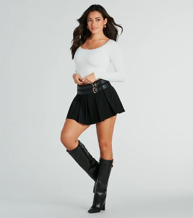 Play Time Double Belt Woven Mini Skirt | Windsor Stores