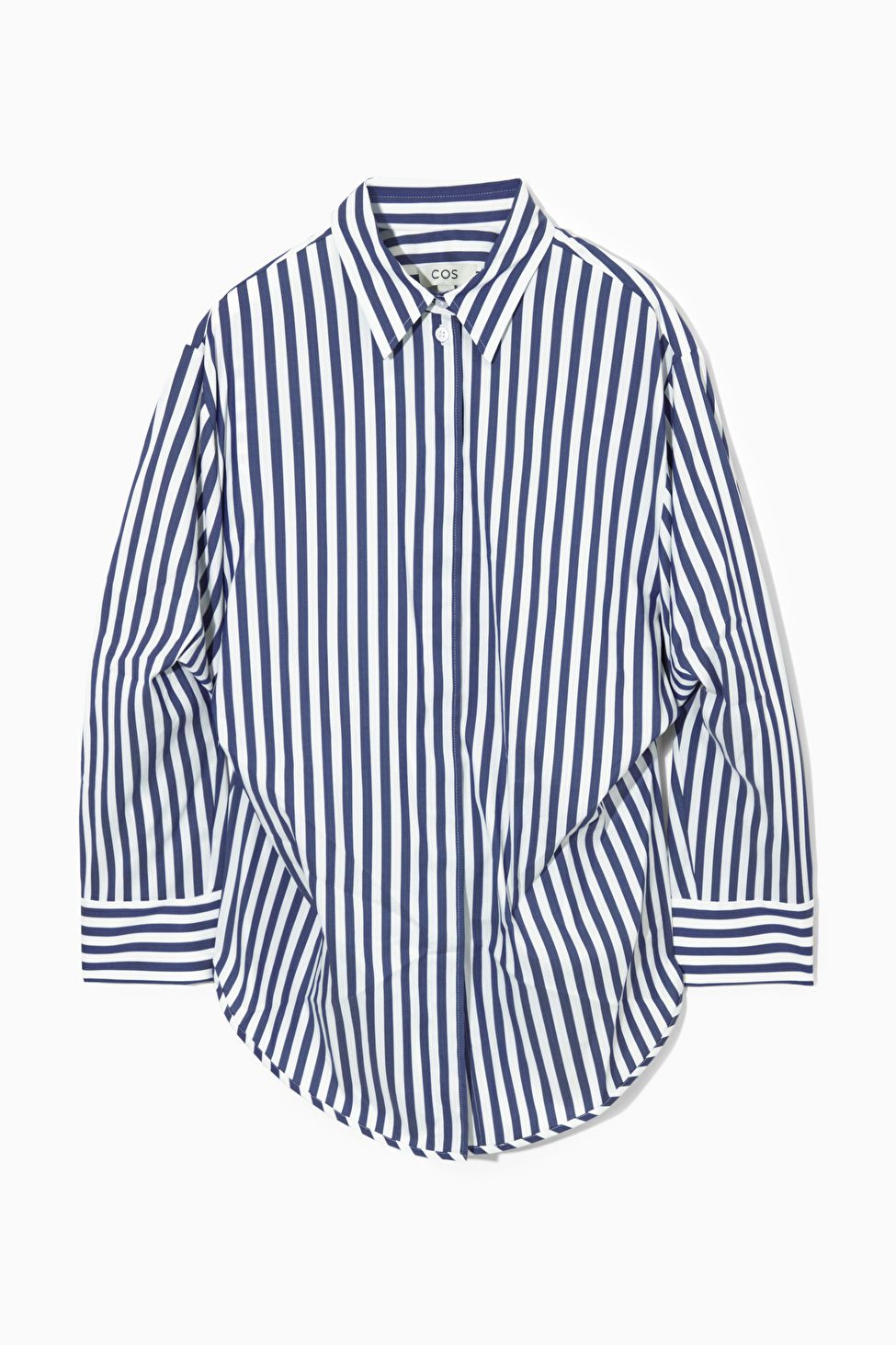 OVERSIZED WAISTED STRIPED SHIRT - BLUE / WHITE / STRIPED - COS | COS UK