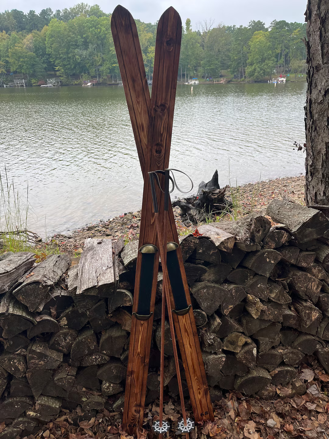 6ft decorative Wooden Snow Skis w/Poles | Etsy (US)