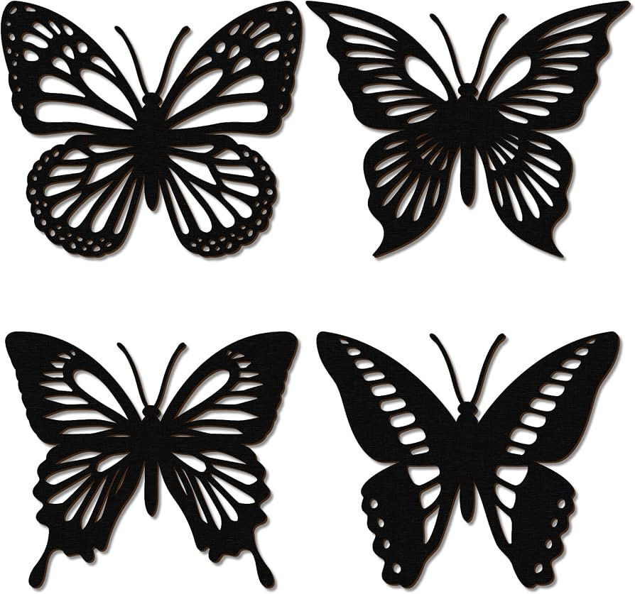Qunclay 4 Pieces Butterfly Wood Wall Decor Large Butterfly Wall Art Wooden Hanging Rustic Butterf... | Amazon (US)