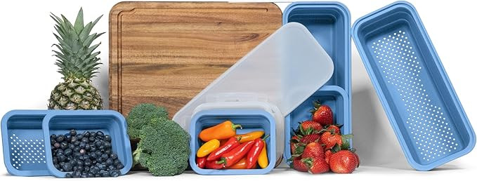 TidyBoard Meal Prep Cutting Board with Containers - Acacia Wood Cutting Board with Silicone Conta... | Amazon (US)