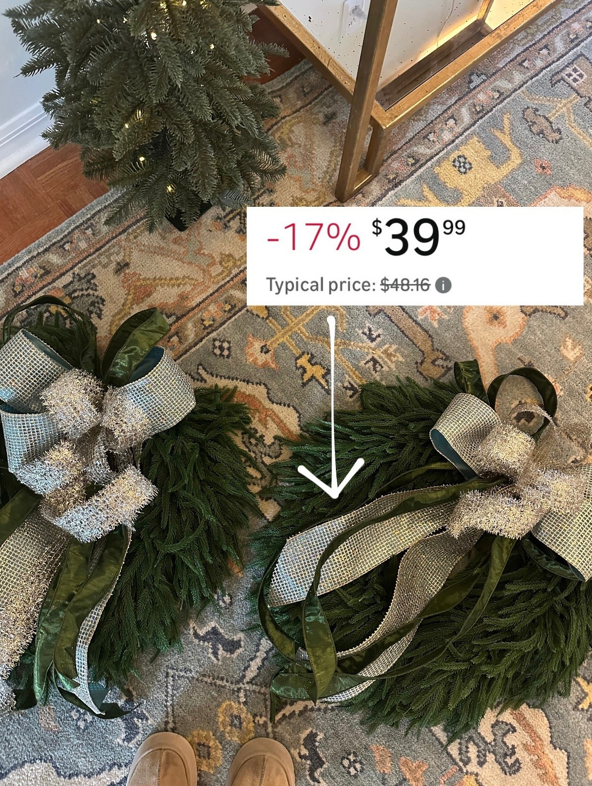 Amazon find real-touch for my front door | 24" Norfolk Pine Christmas Wreath, slight tear drop shape with burlap ribbon  | Amazon finds | Christmas decor inspo | Christmas decorating | front door wreath styling | holiday inspiration | linked exact ribbon used for my bows and similar 

#LTKHome #LTKHoliday #LTKCyberWeek
