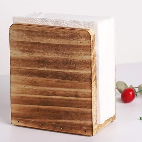 Wooden Napkin Holder for Kitchen Table and Countertops, Farmhouse Rustic Wood Napkin Holders for ... | Amazon (US)