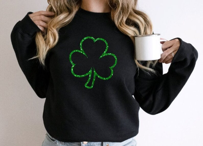 St. Patrick's Day Sweatshirt, Shamrock Sweatshirt, Glitter Shamrock Sweatshirt,shamrock Sweatshir... | Etsy (US)